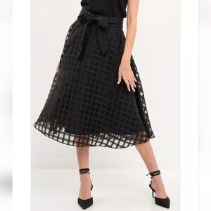 English Factory Plaid Organza Fit And Flare Skirt